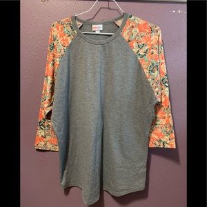 LuLaRoe XL RANDY tee grey, teal, and coral